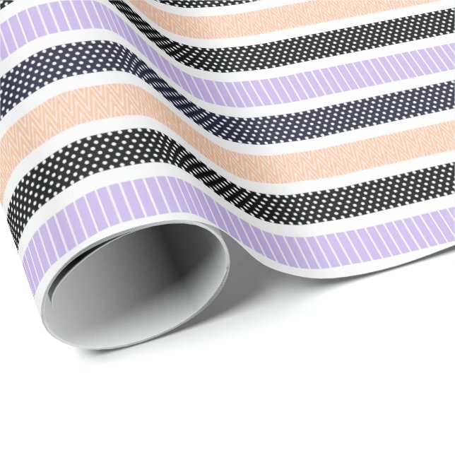 Playful Striped Polka Dot Pattern Presentpapper (Rullad Hörn)