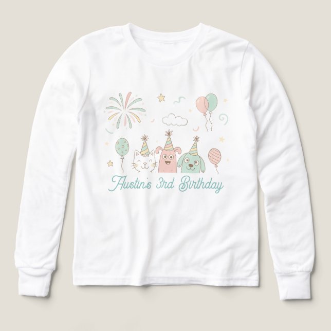 Playful Sweet and Three Birthday T Shirt (Design framsida)