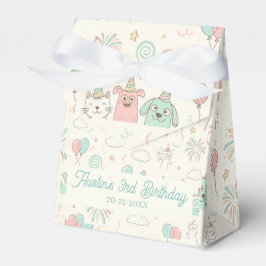 Playful Sweet and Three Kids Birthday Favor Box Presentaskar