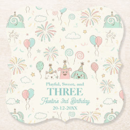 Playful Sweet and Three Kids Birthday Underlägg Papper