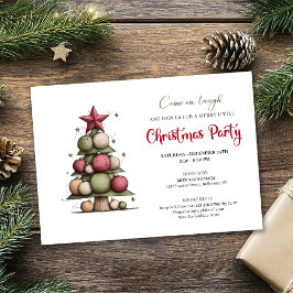 Playful Watercolor Christmas Tree Holiday Invite Inbjudningar