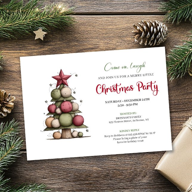Playful Watercolor Christmas Tree Holiday Invite Inbjudningar (Playful Watercolor Christmas Tree Holiday Invite)