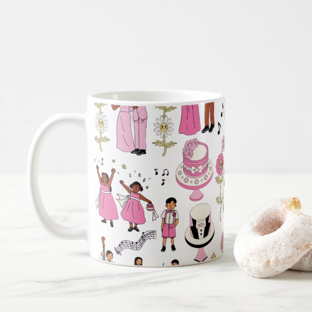 Playful Wedding Celebration Illustrative Pattern  Kaffemugg (Med munk)