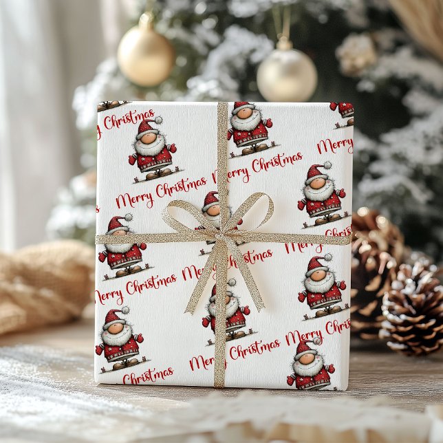 Playful Whimsy Santa Claus Funny Wrapping Paper Presentpapper (Playful Whimsy Santa Claus Funny Wrapping Paper)