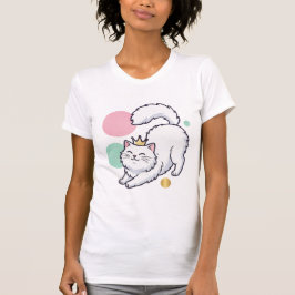 Playful White Cat with Crown T Shirt