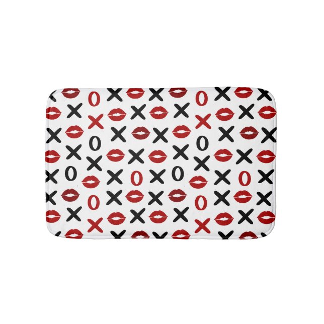 Playful XO & Red Lips Modern Love Pattern Badrumsmatta (Framsidan)