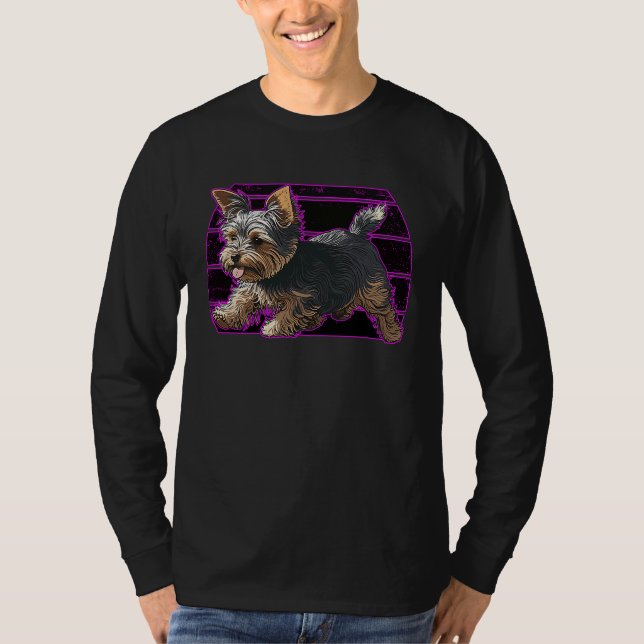 Playful Yorkshire Terrier Dog Pop Art Proud Yorkie T Shirt (Framsida)