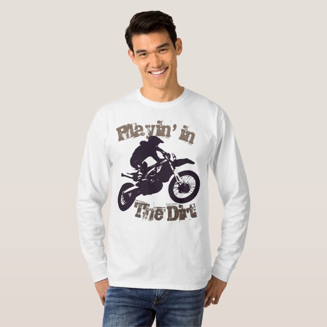 "Playin i smutsen" Dirtbike och Motorcross #4 T Shirt (Hel framsida)