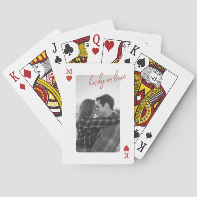 Playing Card Couple Photo Romantic Love Heart Gift Casinokort (Baksidan)