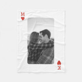 Playing Card Couple Photo Romantic Love Heart Gift Fleecefilt