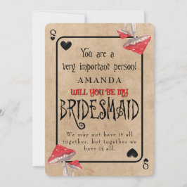 Playing Card Crazy Mushrooms Bridesmaid Inbjudningar
