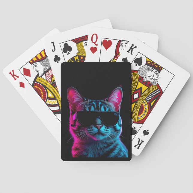 Playing card neon cat vibes casinokort (Baksidan)