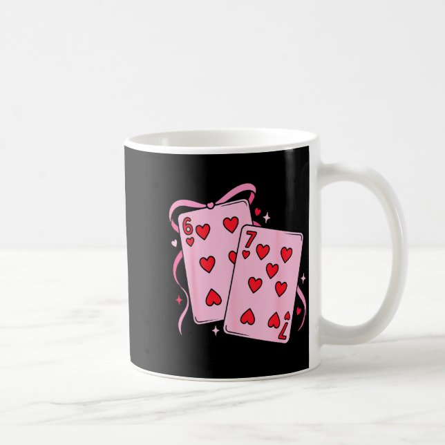 Playing Card Valentine’s Day 67 Preppy Six Seven 6 Kaffemugg (Höger)