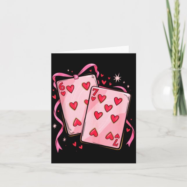 Playing Cards 6 7 Of Hearts 67 Six Seven Bow Valen Kort (Framsida)