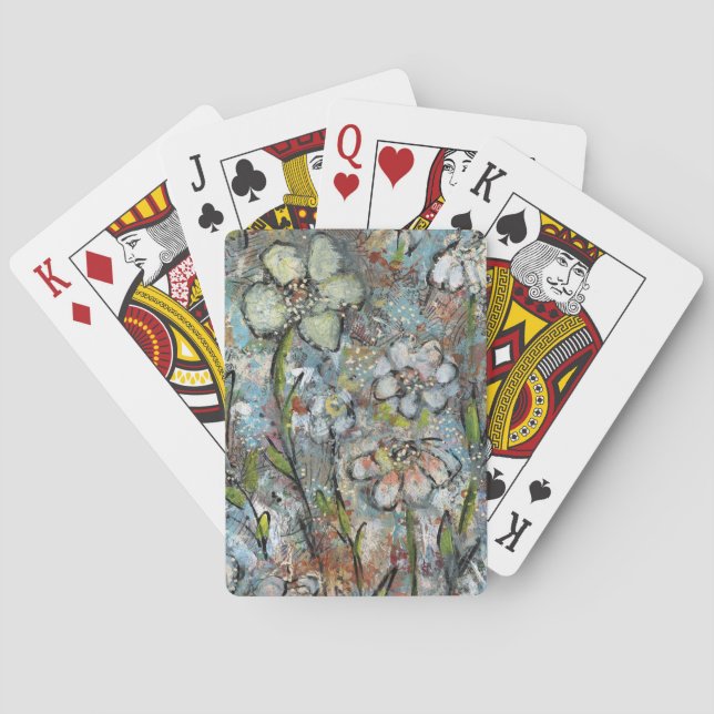 Playing cards featuring mixed media floral design casinokort (Baksidan)
