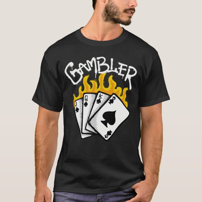 Playing Cards in Flames streetwear T Shirt (Framsida)