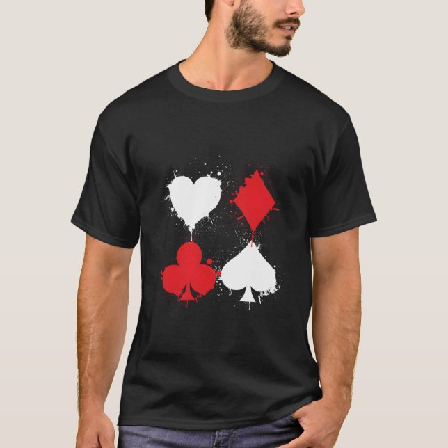 Playing Cards Poker He Spade Diamond Club Casino T Shirt (Framsida)
