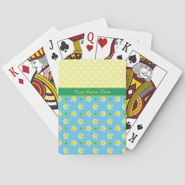 Playing Cards to Personalize: Primroses, Polkas Spel Kort (Baksidan)