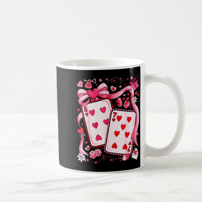 Playing Cards Valentine 67 Coquette Bow Couple Mat Kaffemugg (Höger)