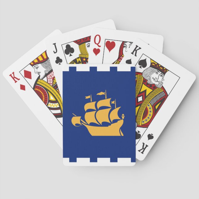 Playing Cards with flag of Quebec City Casinokort (Baksidan)