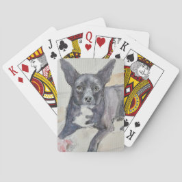 Playing Cards with Watercolor of Perceptive Dog Casinokort