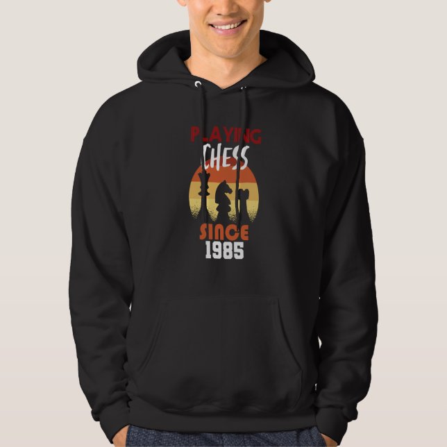 Playing chess since 1985 hoodie (Framsida)