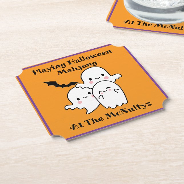 Playing Halloween Mahjong Personalize NAME Underlägg Papper (Vinklad)