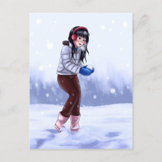 Playing in the Snow Helg Vykort