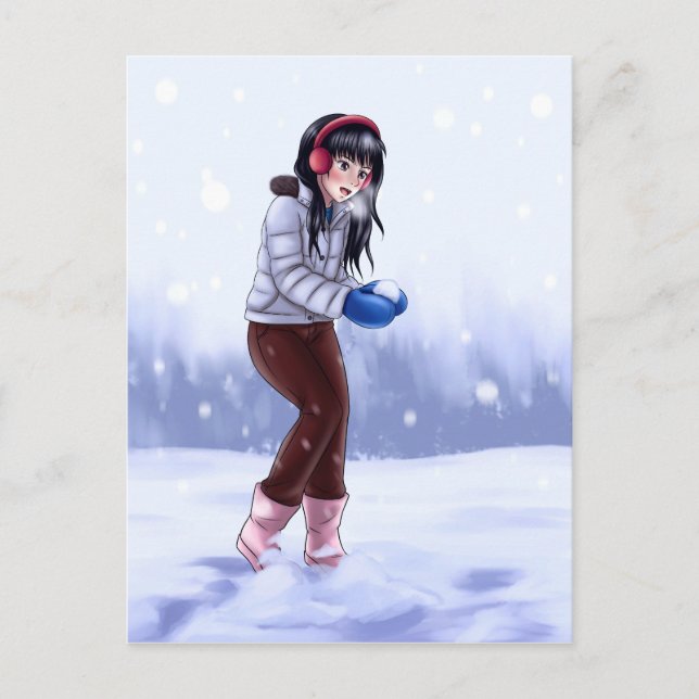 Playing in the Snow Helg Vykort (Framsida)