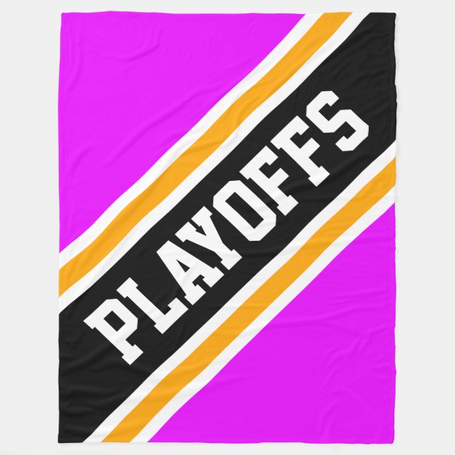 PLAYOFFS Athletic Bright Rosa Black Gult Rand Fleecefilt (Framsidan)