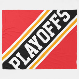 PLAYOFFS Roligt Coola Bright Red Black Tävla Rand Fleecefilt