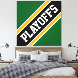 PLAYOFFS-Roligt Svart Grönt-Rand Canvastryck