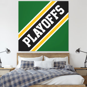 PLAYOFFS-Roligt Svart Grönt-Rand Canvastryck