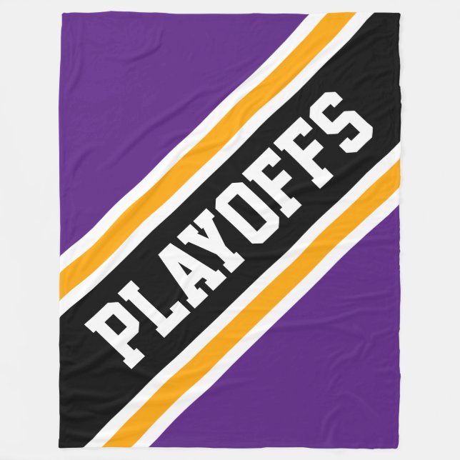 PLAYOFFS-Royalet Lila Black Gult Rand Fleecefilt (Framsidan)