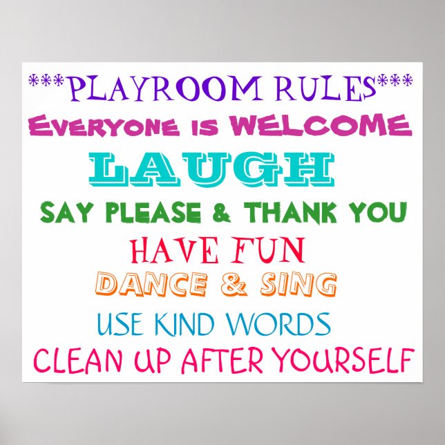 PLAYROOM RULES POSTER (Framsidan)