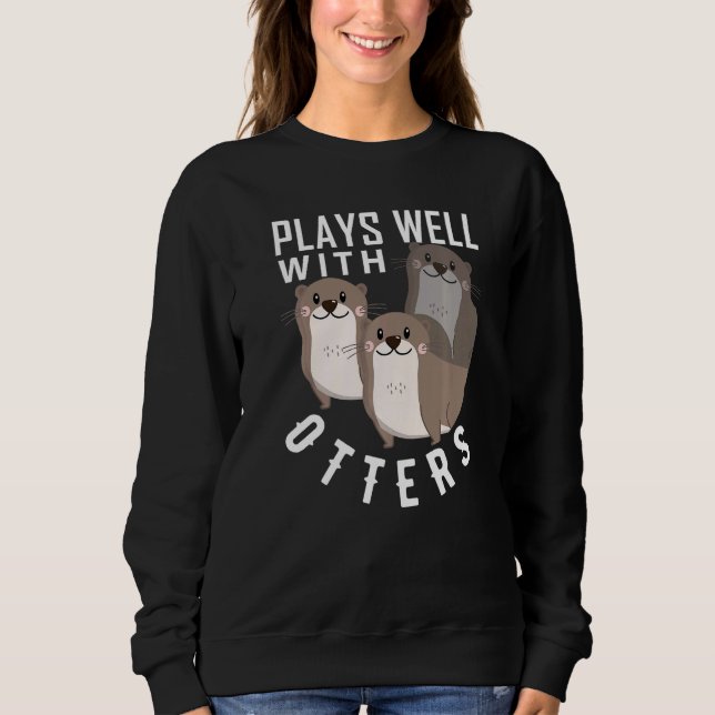 Plays Well With Otters  Big Pun  Otter T Shirt (Framsida)