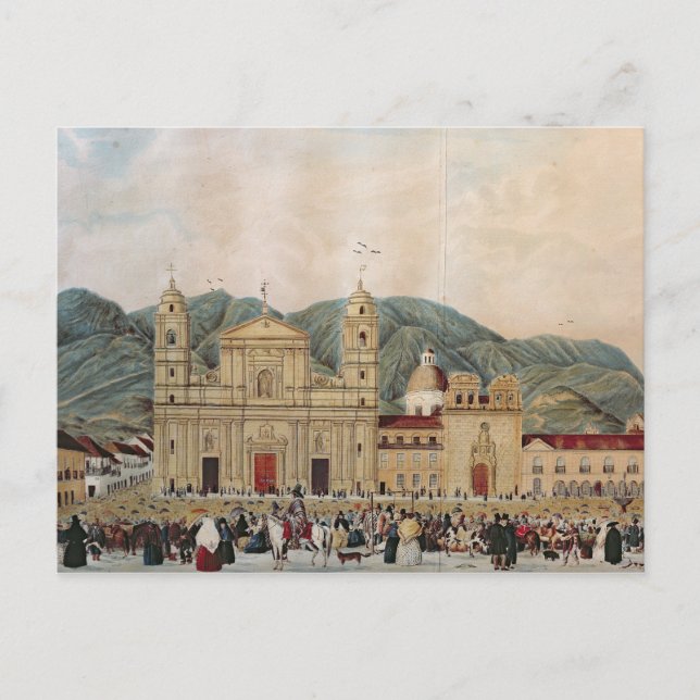 Plaza de Bolivar, Bogota, 1837 Vykort (Framsida)