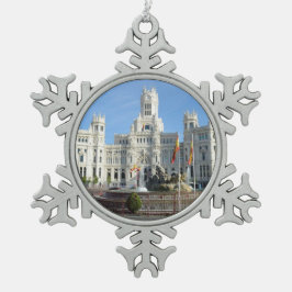 Plaza de Cibeles, Madrid Snöflinga Pewter Julgransprydnad