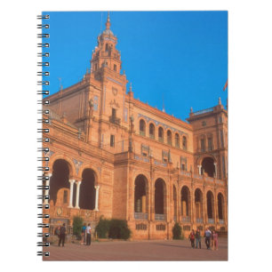 Plaza de Espana i Sevilla, Spanien. Anteckningsbok Med Spiral