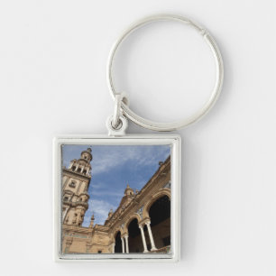 Plaza de Espana, Sevilla, Andalusien, Spanien Fyrkantig Silverfärgad Nyckelring