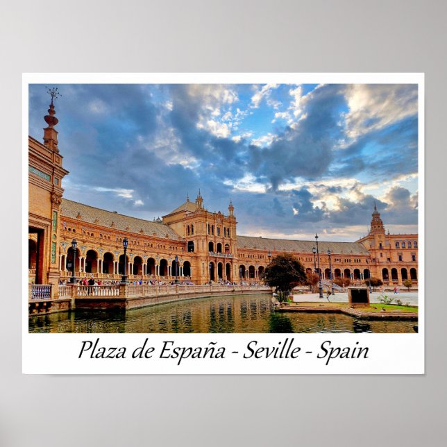 Plaza de España Sevilla Spanien Europa Poster (Framsidan)