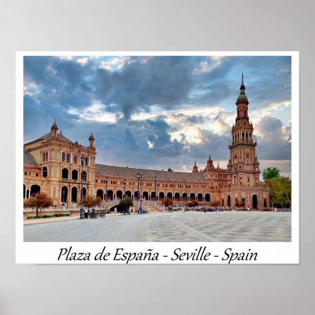 Plaza de España Sevilla Spanien Europa Poster (Framsidan)