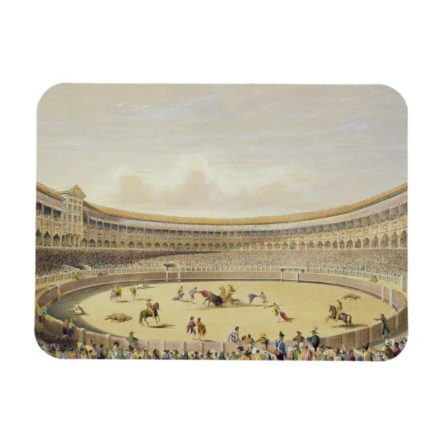 Plaza de Toros i Madrid, 1865 (färg litho) Magnet (Horisontell)