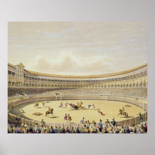 Plaza de Toros i Madrid, 1865 (färg litho) Poster (Framsidan)