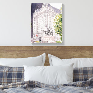 Plaza Hotel NYC Akvarell på duk ram Canvastryck