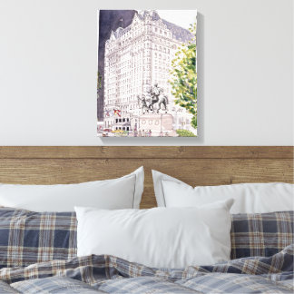 Plaza Hotel NYC Akvarell på duk ram Canvastryck
