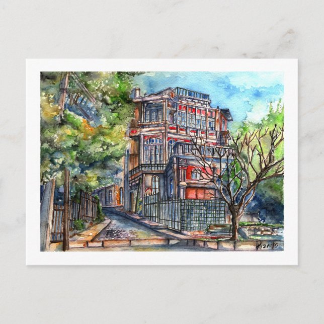 Plaza Joaquín Edwards Bello (acuarela) Vykort (Framsida)