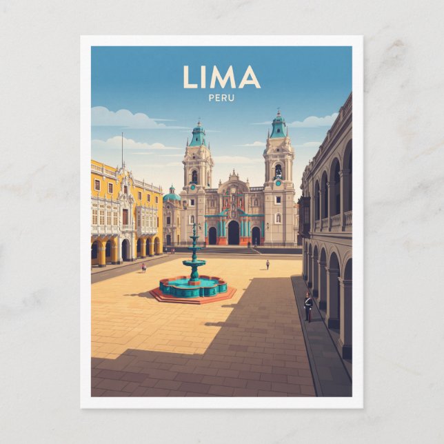 Plaza Mayor de Lima Peru Vykort (Framsida)