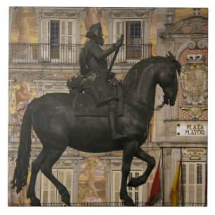 Plaza Mayor med staty of Filipe III, Madrid Kakelplatta