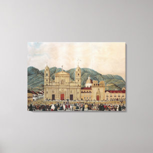 Plazaen de Bolivar, Bogota, 1837 Canvastryck